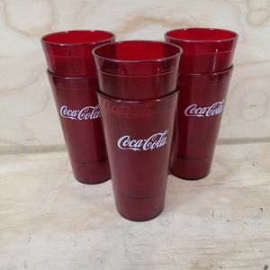 Lot of 6 20 oz Red Plastic Restaurant Soda Cup Carlisle 5220 Made in USA